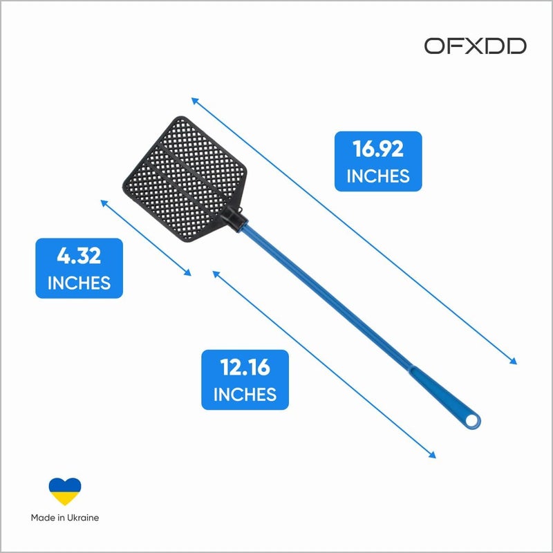 OFXDD مبيد ذباب مطاطي، عبوة مبيدات ذباب طويلة، مبيد ذباب ثقيل (3 عبوات) (أزرق) - Image 2